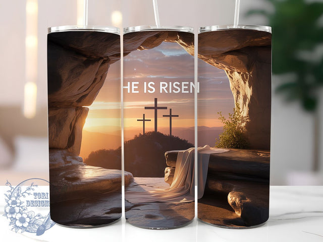 He Is Risen Easter 20oz Tumbler, Easter Christian Cup Wrap, Resurrection Faith Design, Sublimation Tumbler Wrap, 20Oz Tumbler Design, Artistic Scripture Cup, Stylish Easter Wrap Sublimation ToriDesigns 