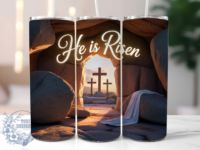 He Is Risen Easter 20oz Tumbler, Easter Christian Cup Wrap, Resurrection Faith Design, Sublimation Tumbler Wrap, 20Oz Tumbler Design, Artistic Scripture Cup, Stylish Easter Wrap Sublimation ToriDesigns 