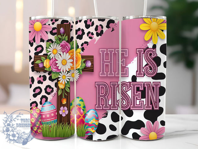 He Is Risen Easter Tumbler Wrap, Easter Christian Tumbler Wrap, 20oz Sublimation Tumbler, Faith-Based Tumbler, Religious Easter Design, Christian Quote Tumbler, Resurrection Sunday Tumbler Sublimation ToriDesigns 