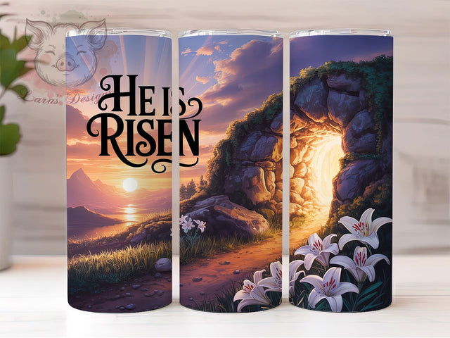 He Is Risen Faith Cross Tumbler, Easter Christian Tumbler, Stylish 20oz Wrap, Sublimation Design, Trendy Gift Idea, Faith Cross Wrap, Inspirational Easter Tumbler Sublimation Lara' s Designs 