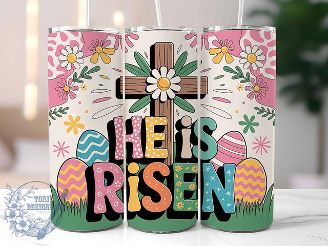 He Is Risen Faith Easter Tumbler, Happy Easter Tumbler, Faith Easter Wrap, Stylish 20oz Wrap, Sublimation Design, Trendy Gift Idea, Inspirational Christian Tumbler Sublimation ToriDesigns 
