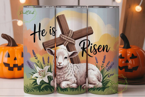 He Is Risen Lamb 20oz Tumbler Wrap Sublimation PixelChick 