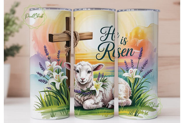 He Is Risen Lamb 20oz Tumbler Wrap Sublimation PixelChick 