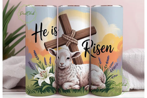 He Is Risen Lamb 20oz Tumbler Wrap Sublimation PixelChick 