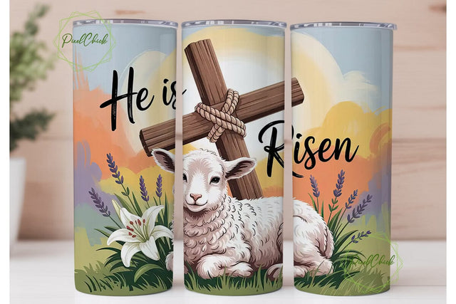He Is Risen Lamb 20oz Tumbler Wrap Sublimation PixelChick 