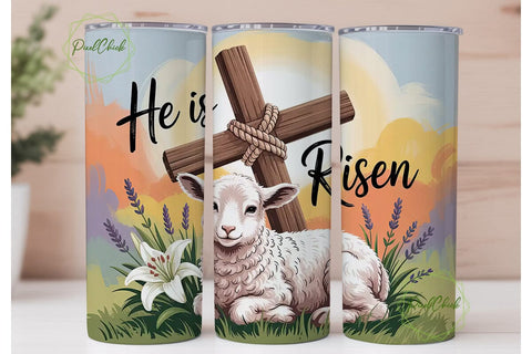 He Is Risen Lamb 20oz Tumbler Wrap Sublimation PixelChick 