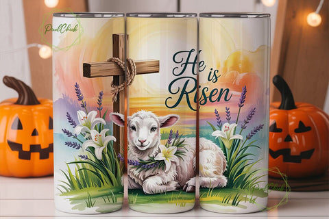 He Is Risen Lamb 20oz Tumbler Wrap Sublimation PixelChick 