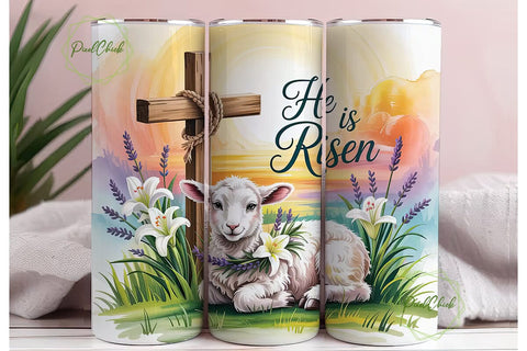 He Is Risen Lamb 20oz Tumbler Wrap Sublimation PixelChick 