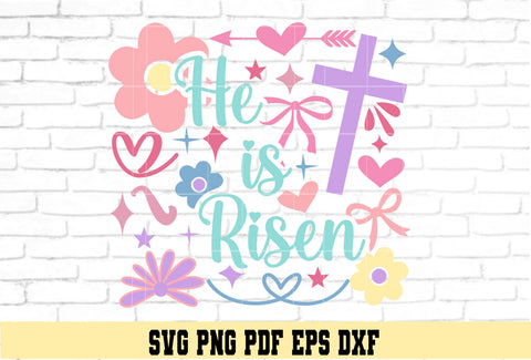 He Is Risen Pastels Colors - Floral Easter Design -Digital Cut File for Cricut - SVG PNG PDF DXF EPS SVG DigitalDesigns365 
