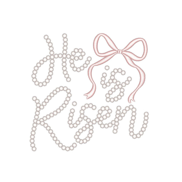 He Is Risen Pearl Bead with Pink Bow Machine Embroidery Design, 3 sizes, Instant Download Embroidery/Applique DESIGNS Nino Nadaraia 