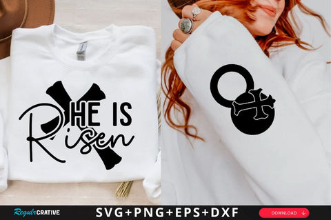 He is Risen Sleeve SVG Design, Christian Sleeve SVG, Faith SVG Design, Jesus Sleeve SVG SVG Regulrcrative 