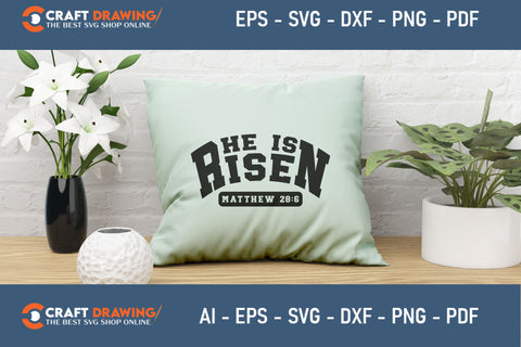 He Is Risen SVG, PNG, Christian Easter Svg Files, Door Hanger Svg, Door Sign Svg, Round Sign Svg, He Is Risen Png, Easter Sign Svg Svg Png Cutting File SVG Debashish Barman 