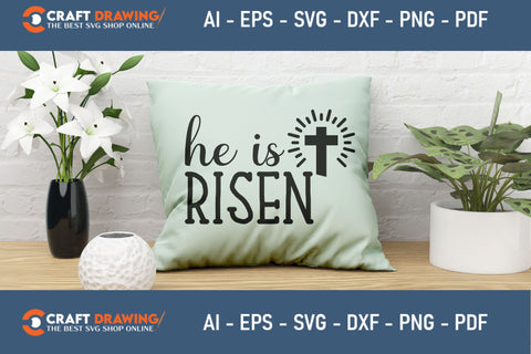 He Is Risen SVG, PNG, Christian Easter Svg Files, Door Hanger Svg, Door Sign Svg, Round Sign Svg, He Is Risen Png, Easter Sign Svg Svg Png Cutting File SVG Debashish Barman 