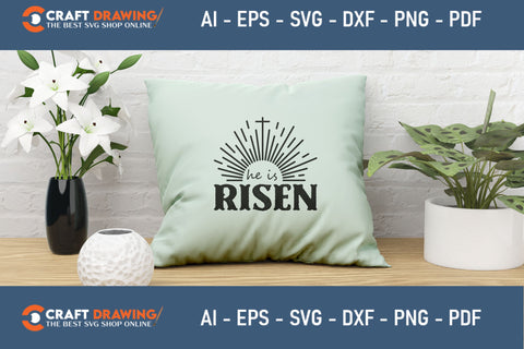 He Is Risen SVG, PNG, Christian Easter Svg Files, Door Hanger Svg, Door Sign Svg, Round Sign Svg, He Is Risen Png, Easter Sign Svg Svg Png Cutting File SVG Debashish Barman 