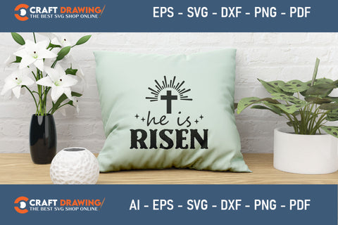 He Is Risen SVG, PNG, Christian Easter Svg Files, Door Hanger Svg, Door Sign Svg, Round Sign Svg, He Is Risen Png, Easter Sign Svg Svg Png Cutting File SVG Debashish Barman 