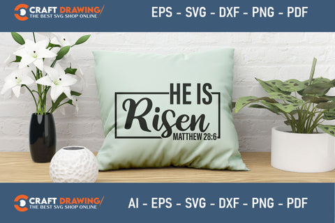 He Is Risen SVG, PNG, Christian Easter Svg Files, Door Hanger Svg, Door Sign Svg, Round Sign Svg, He Is Risen Png, Easter Sign Svg Svg Png Cutting File SVG Debashish Barman 