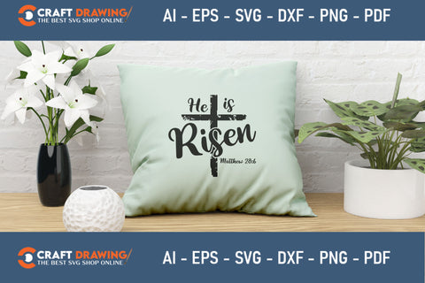 He Is Risen SVG, PNG, Christian Easter Svg Files, Door Hanger Svg, Door Sign Svg, Round Sign Svg, He Is Risen Png, Easter Sign Svg Svg Png Cutting File SVG Debashish Barman 