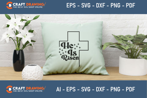 He Is Risen SVG, PNG, Christian Easter Svg Files, Door Hanger Svg, Door Sign Svg, Round Sign Svg, He Is Risen Png, Easter Sign Svg Svg Png Cutting File SVG Debashish Barman 