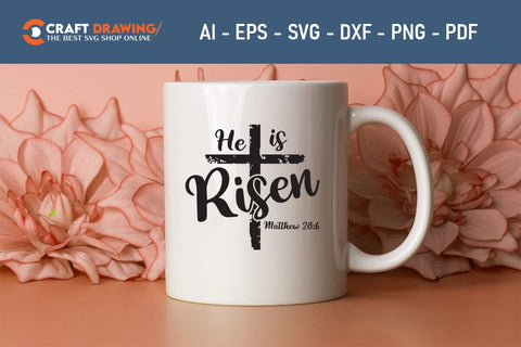He Is Risen SVG, PNG, Christian Easter Svg Files, Door Hanger Svg, Door Sign Svg, Round Sign Svg, He Is Risen Png, Easter Sign Svg Svg Png Cutting File SVG Debashish Barman 