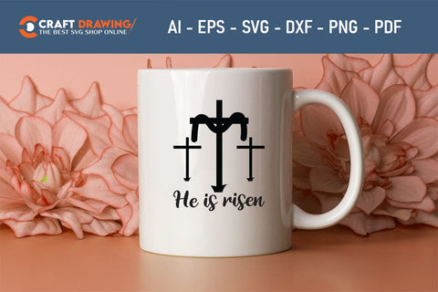 He Is Risen SVG, PNG, Christian Easter Svg Files, Door Hanger Svg, Door Sign Svg, Round Sign Svg, He Is Risen Png, Easter Sign Svg Svg Png Cutting File SVG Debashish Barman 