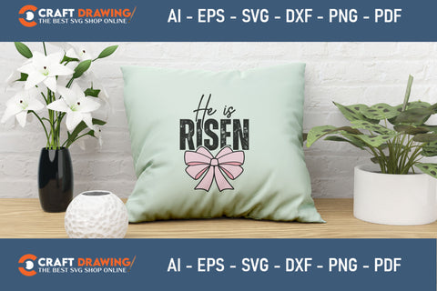 He Is Risen SVG, PNG, Christian Easter Svg Files, Door Hanger Svg, Door Sign Svg, Round Sign Svg, He Is Risen Png, Easter Sign Svg Svg Png Cutting File SVG Debashish Barman 