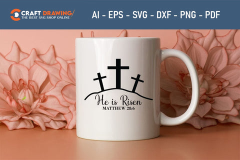 He Is Risen SVG, PNG, Christian Easter Svg Files, Door Hanger Svg, Door Sign Svg, Round Sign Svg, He Is Risen Png, Easter Sign Svg Svg Png Cutting File SVG Debashish Barman 