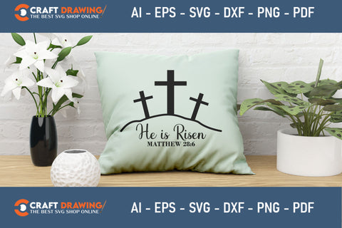 He Is Risen SVG, PNG, Christian Easter Svg Files, Door Hanger Svg, Door Sign Svg, Round Sign Svg, He Is Risen Png, Easter Sign Svg Svg Png Cutting File SVG Debashish Barman 