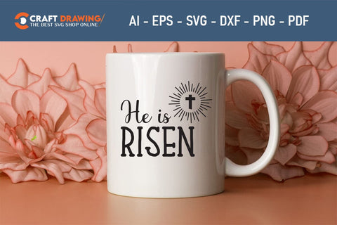 He Is Risen SVG, PNG, Christian Easter Svg Files, Door Hanger Svg, Door Sign Svg, Round Sign Svg, He Is Risen Png, Easter Sign Svg Svg Png Cutting File SVG Debashish Barman 