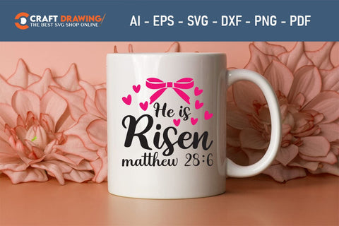 He Is Risen SVG, PNG, Christian Easter Svg Files, Door Hanger Svg, Door Sign Svg, Round Sign Svg, He Is Risen Png, Easter Sign Svg Svg Png Cutting File SVG Debashish Barman 