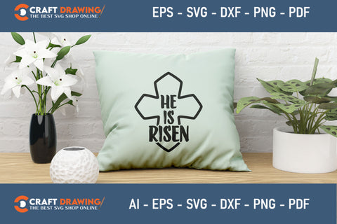 He Is Risen SVG, PNG, Christian Easter Svg Files, Door Hanger Svg, Door Sign Svg, Round Sign Svg, He Is Risen Png, Easter Sign Svg Svg Png Cutting File SVG Debashish Barman 