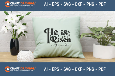 He Is Risen SVG, PNG, Christian Easter Svg Files, Door Hanger Svg, Door Sign Svg, Round Sign Svg, He Is Risen Png, Easter Sign Svg Svg Png Cutting File SVG Debashish Barman 
