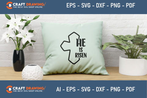 He Is Risen SVG, PNG, Christian Easter Svg Files, Door Hanger Svg, Door Sign Svg, Round Sign Svg, He Is Risen Png, Easter Sign Svg Svg Png Cutting File SVG Debashish Barman 