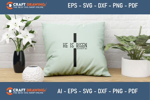He Is Risen SVG, PNG, Christian Easter Svg Files, Door Hanger Svg, Door Sign Svg, Round Sign Svg, He Is Risen Png, Easter Sign Svg Svg Png Cutting File SVG Debashish Barman 