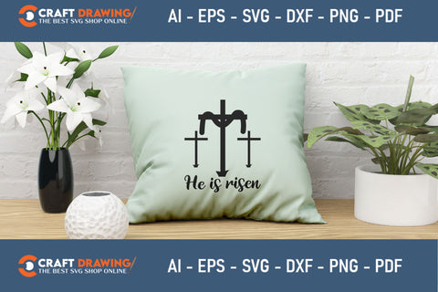 He Is Risen SVG, PNG, Christian Easter Svg Files, Door Hanger Svg, Door Sign Svg, Round Sign Svg, He Is Risen Png, Easter Sign Svg Svg Png Cutting File SVG Debashish Barman 