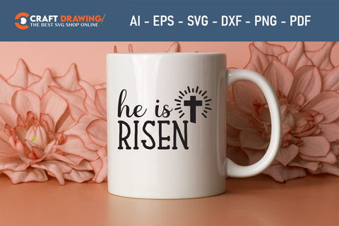 He Is Risen SVG, PNG, Christian Easter Svg Files, Door Hanger Svg, Door Sign Svg, Round Sign Svg, He Is Risen Png, Easter Sign Svg Svg Png Cutting File SVG Debashish Barman 