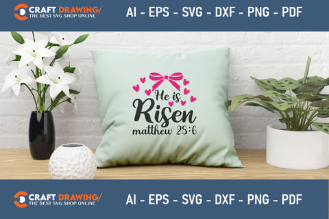 He Is Risen SVG, PNG, Christian Easter Svg Files, Door Hanger Svg, Door Sign Svg, Round Sign Svg, He Is Risen Png, Easter Sign Svg Svg Png Cutting File SVG Debashish Barman 