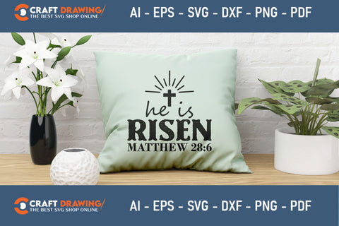 He Is Risen SVG, PNG, Christian Easter Svg Files, Door Hanger Svg, Door Sign Svg, Round Sign Svg, He Is Risen Png, Easter Sign Svg Svg Png Cutting File SVG Debashish Barman 