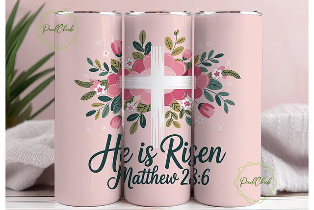 He Is Risen Tumbler Wrap 20oz Sublimation PixelChick 