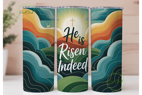 He Is Risen Tumbler Wrap 20oz Sublimation PixelChick 