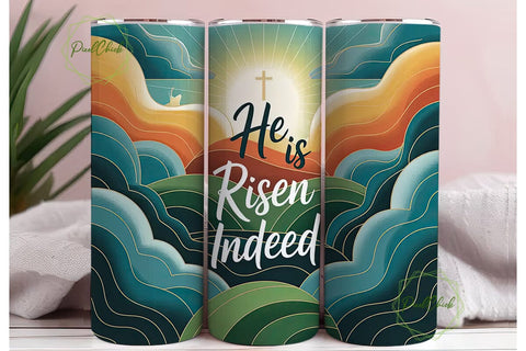 He Is Risen Tumbler Wrap 20oz Sublimation PixelChick 