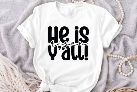 He is risen y'all SVG PNG, Christian Easter Quote SVG PNG, Easter Illustration Design SVG FiveStarCrafting 
