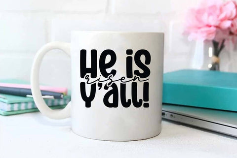 He is risen y'all SVG PNG, Christian Easter Quote SVG PNG, Easter Illustration Design SVG FiveStarCrafting 