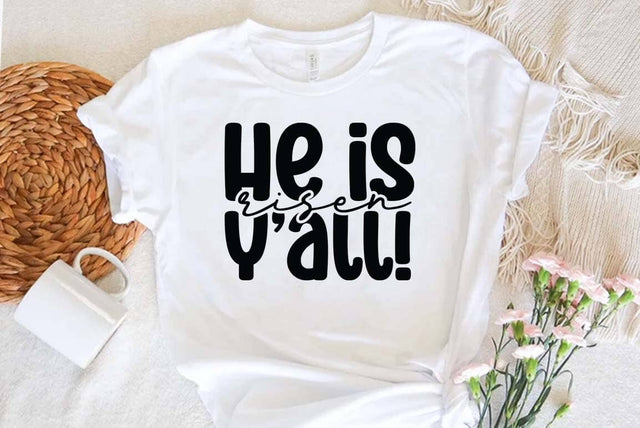 He is risen y'all SVG PNG, Christian Easter Quote SVG PNG, Easter Illustration Design SVG FiveStarCrafting 
