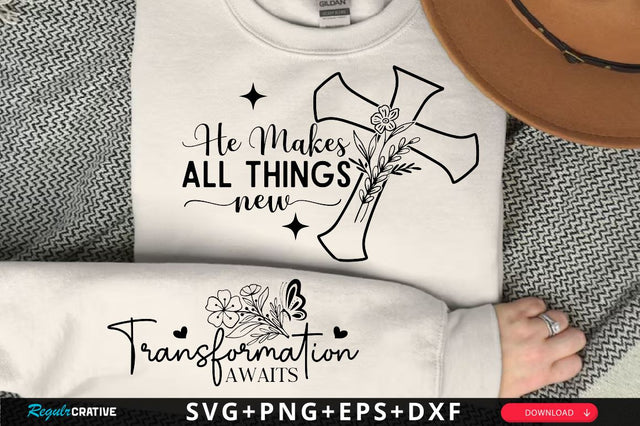 He Makes All Things New Sleeve SVG Design, Christian Sleeve SVG, Faith SVG Design, Jesus Sleeve SVG SVG Regulrcrative 