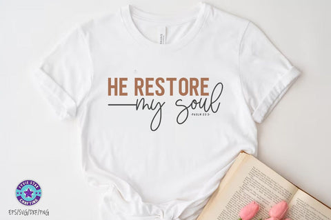 He restore my soul, Christian SVG PNG, Christian Quote SVG FiveStarCrafting 