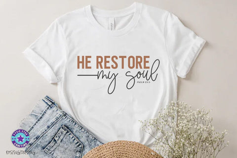 He restore my soul, Christian SVG PNG, Christian Quote SVG FiveStarCrafting 