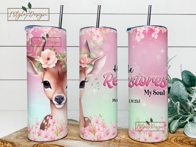 He Restores My Soul 20 oz Skinny Tumbler Sublimation Design Digital Download PNG Sublimation iStyleDesign 