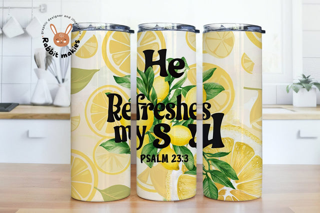 He restores my soul 20 oz skinny Tumbler wrap png digital download , scripture verse tumbler , christian gift tumbler Sublimation Rabbitmakies 