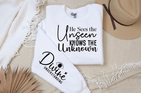 He Sees the Unseen Knows the Unknown Sleeve SVG Design, Christian Sleeve SVG, Faith SVG Design, Jesus Sleeve SVG, Religious Sleeve SVG SVG Regulrcrative 