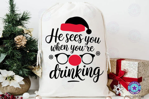 He sees you when youre drinking, Christmas SVG Design, Christmas Holidays T-shirt SVG FiveStarCrafting 
